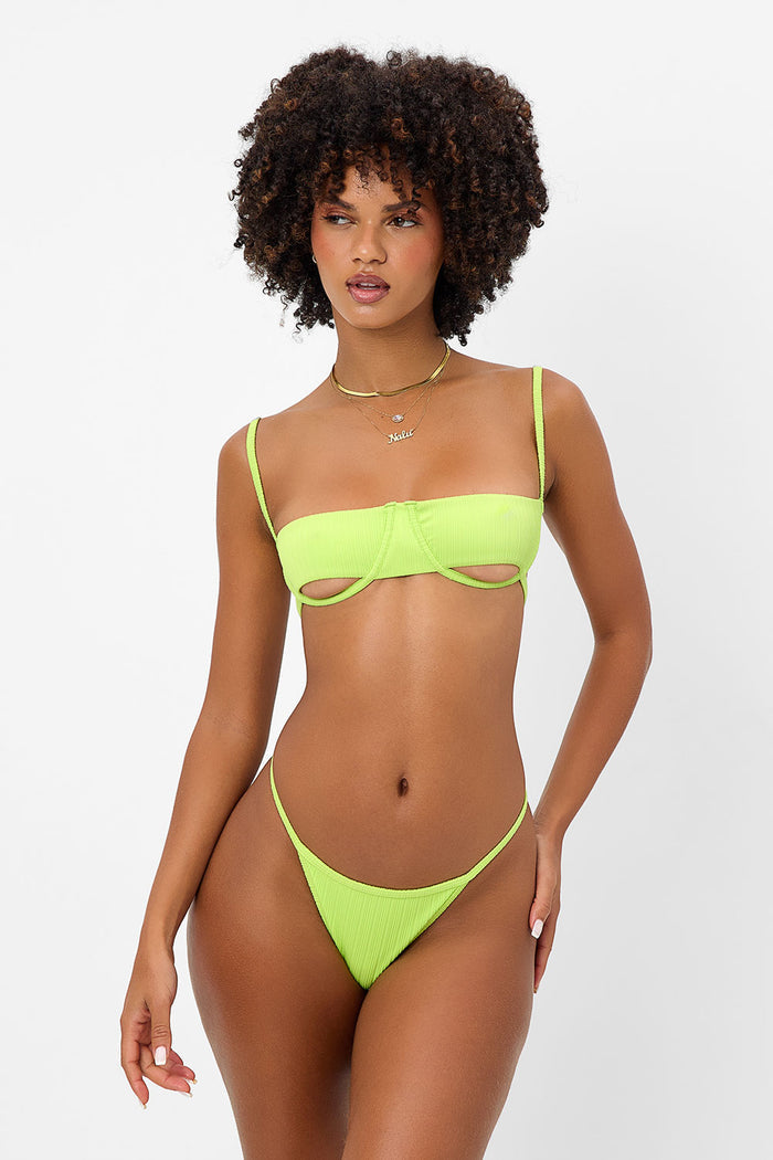 Campbell Plissé Triangle Bikini Top Kiwi