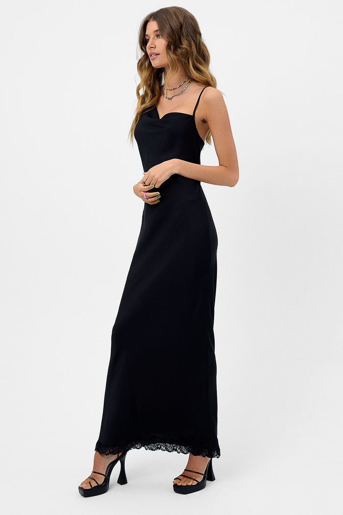 Cara Satin Maxi Dress Black