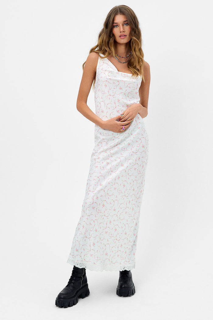 Cara Satin Floral Maxi Dress Day Lily