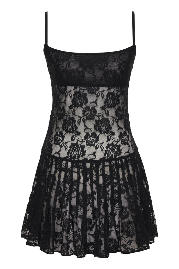 Carlotta Lace Mini Dress Black