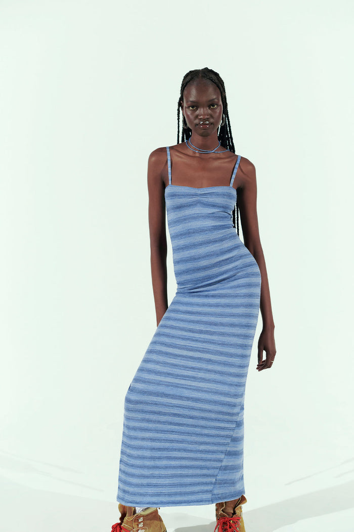 Carmen Lightweight Cloud Maxi Dress Sonoma Stripe Blue
