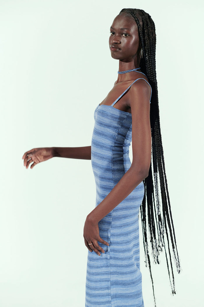 Carmen Lightweight Cloud Maxi Dress Sonoma Stripe Blue