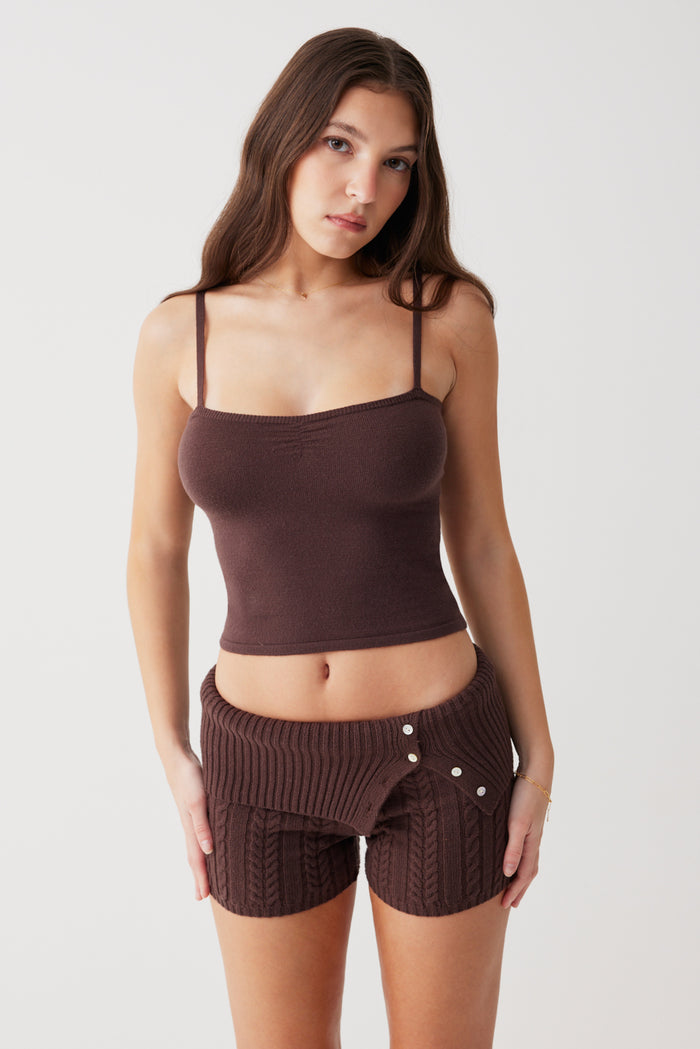 Carmen lightweight knit tank mocha