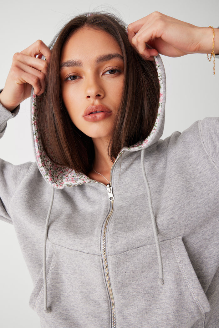 Casper zip up hoodie heather grey baby blanket print