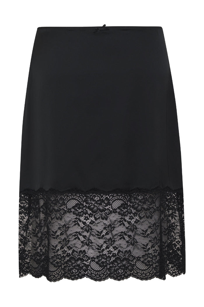 Chamomile Satin Midi Skirt Black