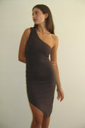 Chance One Shoulder Asymmetrical Dress Creme Brulee