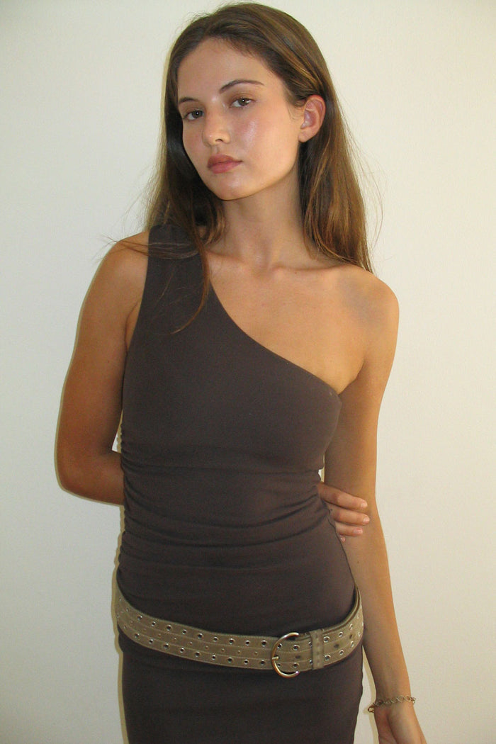 Chance One Shoulder Asymmetrical Dress Creme Brulee