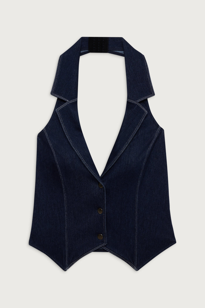 Charly denim halter top blue denim