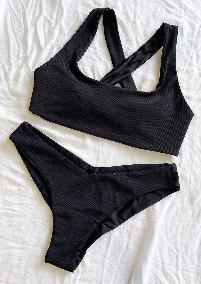 Sporty Black Cheeky Hawaii Sustainable Bikini Bottoms