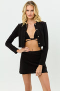 Cheri Black Terry Crop Cardigan