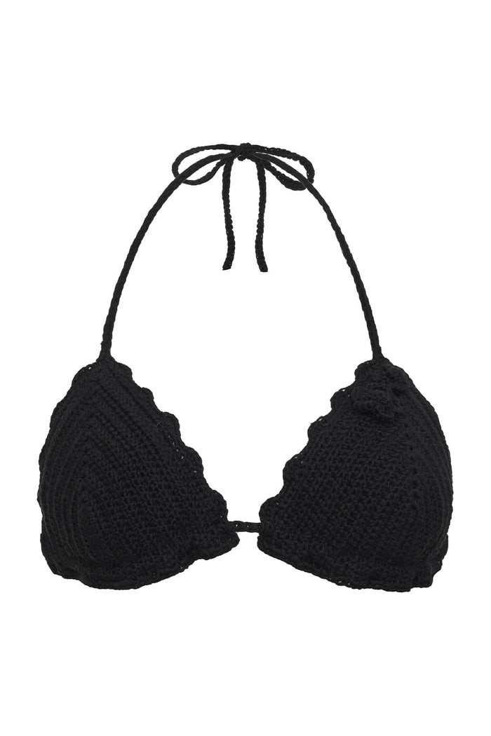 Chloe Triangle Crochet Bikini Top Black