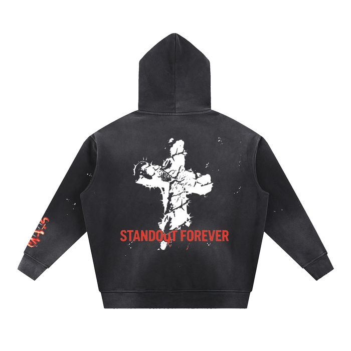 “Chosen to Stand Out” Vintage Washed Frayed Fleece Hoodie