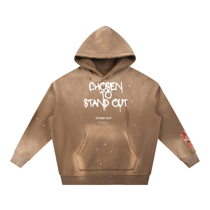 “Chosen to Stand Out” Vintage Washed Frayed Fleece Hoodie