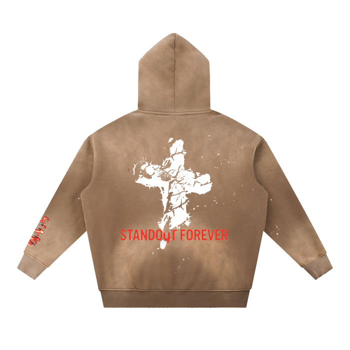 “Chosen to Stand Out” Vintage Washed Frayed Fleece Hoodie