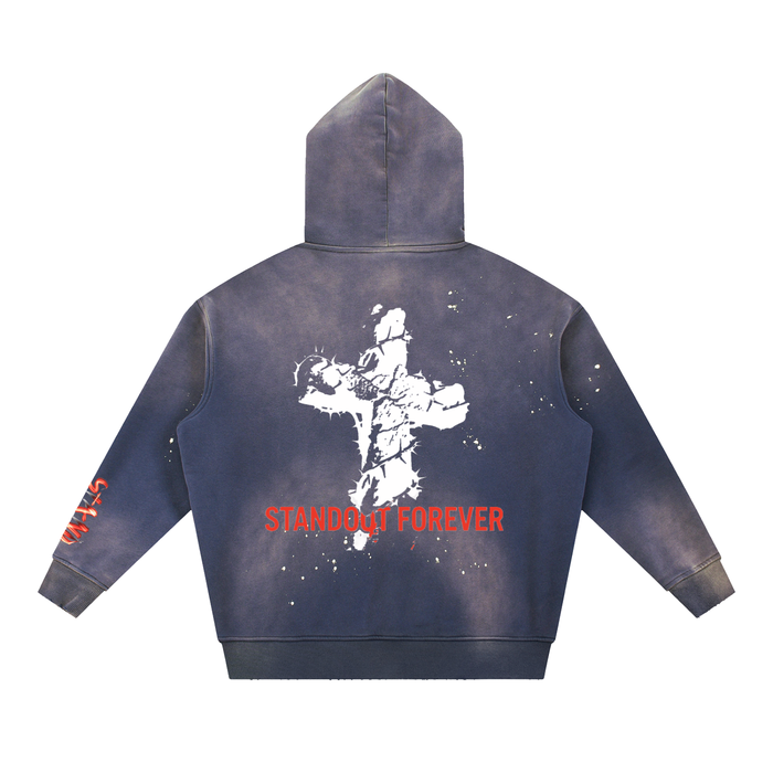 “Chosen to Stand Out” Vintage Washed Frayed Fleece Hoodie