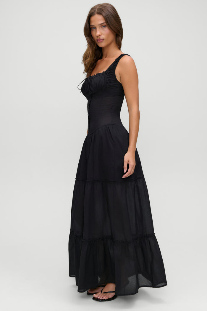 Christabelle Ruffle Maxi Dress - Black