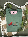 CHRISTMAS CARDINAL Embroidered T-shirt or Sweatshirt