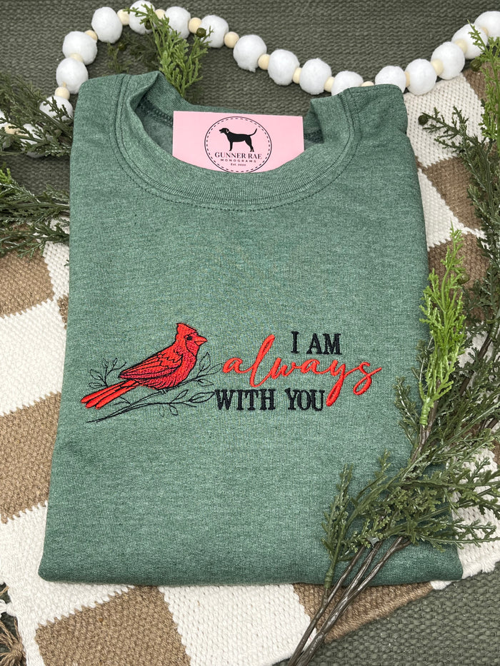 CHRISTMAS CARDINAL Embroidered T-shirt or Sweatshirt