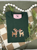 CHRISTMAS DEER Embroidered T-shirt or Sweatshirt