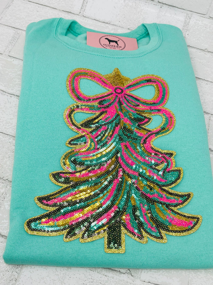CHRISTMAS TREE SEQUIN PATCH T-shirt or Sweatshirt