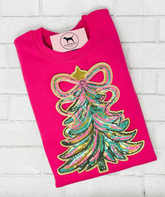 CHRISTMAS TREE SEQUIN PATCH T-shirt or Sweatshirt