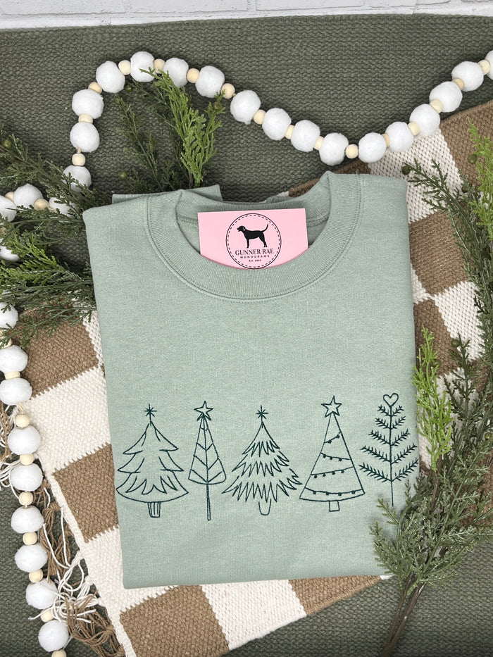 CHRISTMAS TREES Embroidered T-shirt or Sweatshirt