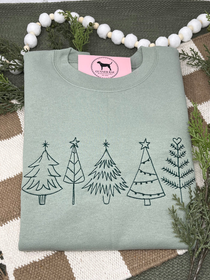 CHRISTMAS TREES Embroidered T-shirt or Sweatshirt
