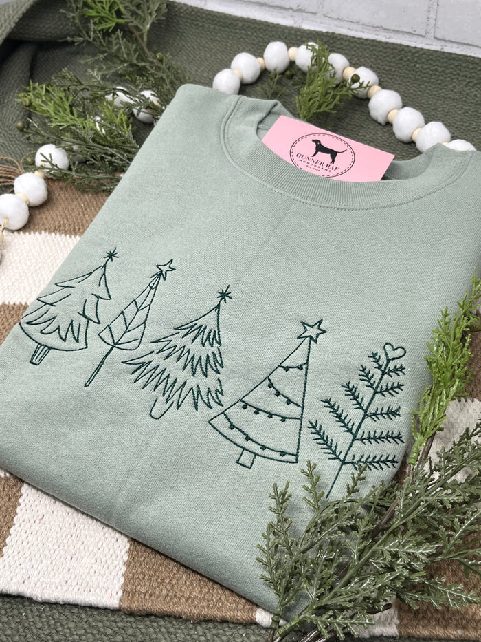 CHRISTMAS TREES Embroidered T-shirt or Sweatshirt