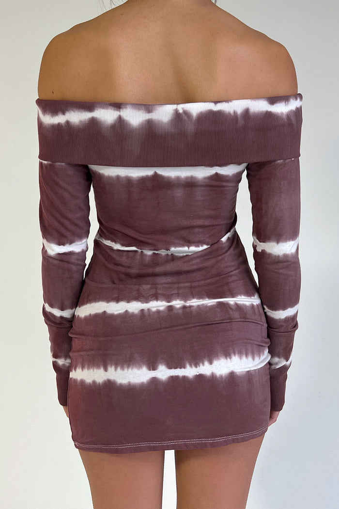 Cinzia Long Sleeve Tie Dye Dress Taro Tie Dye