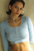 Claude Knit Mini Crop Top Cornflower
