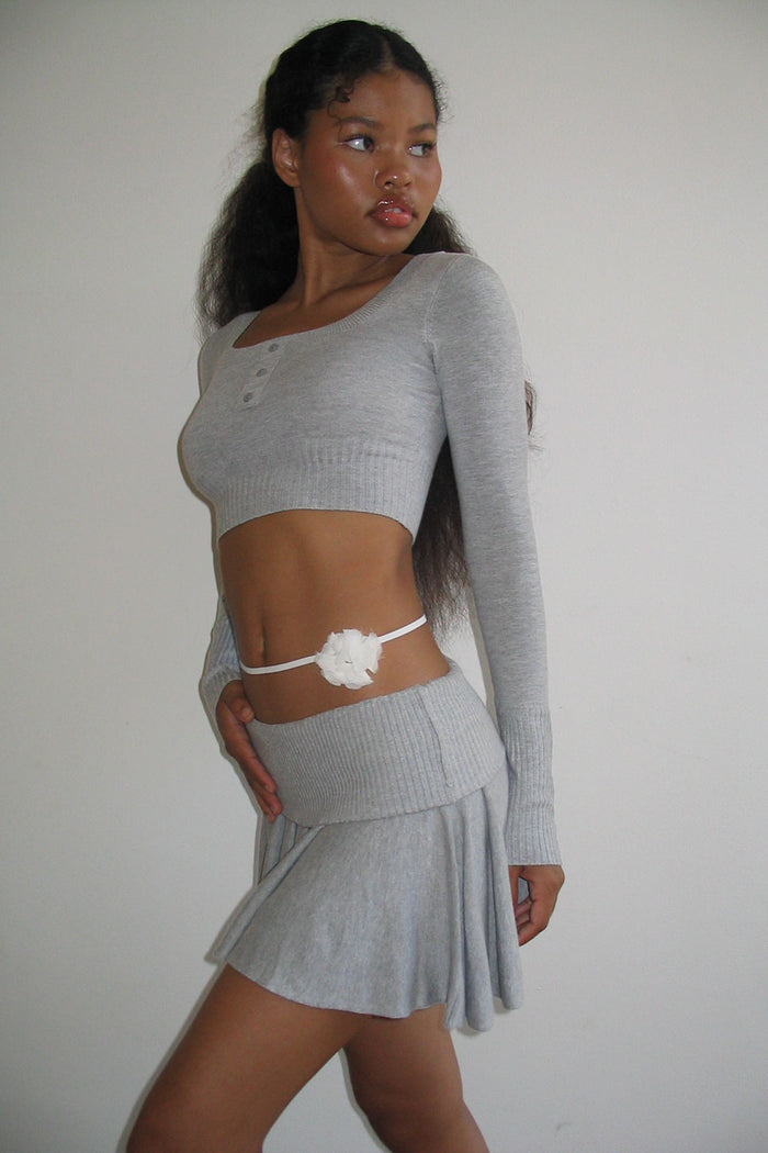 Claude Knit Mini Crop Top Heather Grey