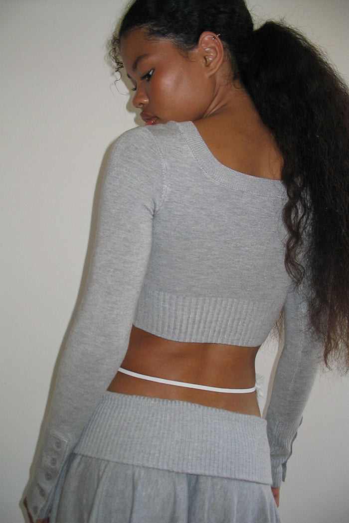 Claude Knit Mini Crop Top Heather Grey