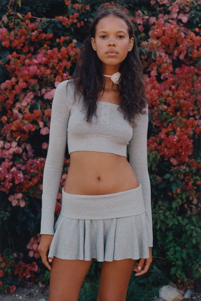 Claude Knit Mini Skirt Heather Grey
