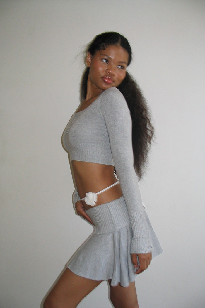 Claude Knit Mini Skirt Heather Grey