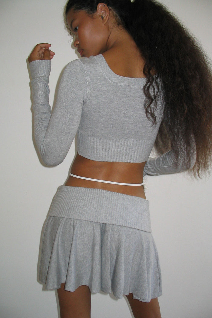 Claude Knit Mini Skirt Heather Grey