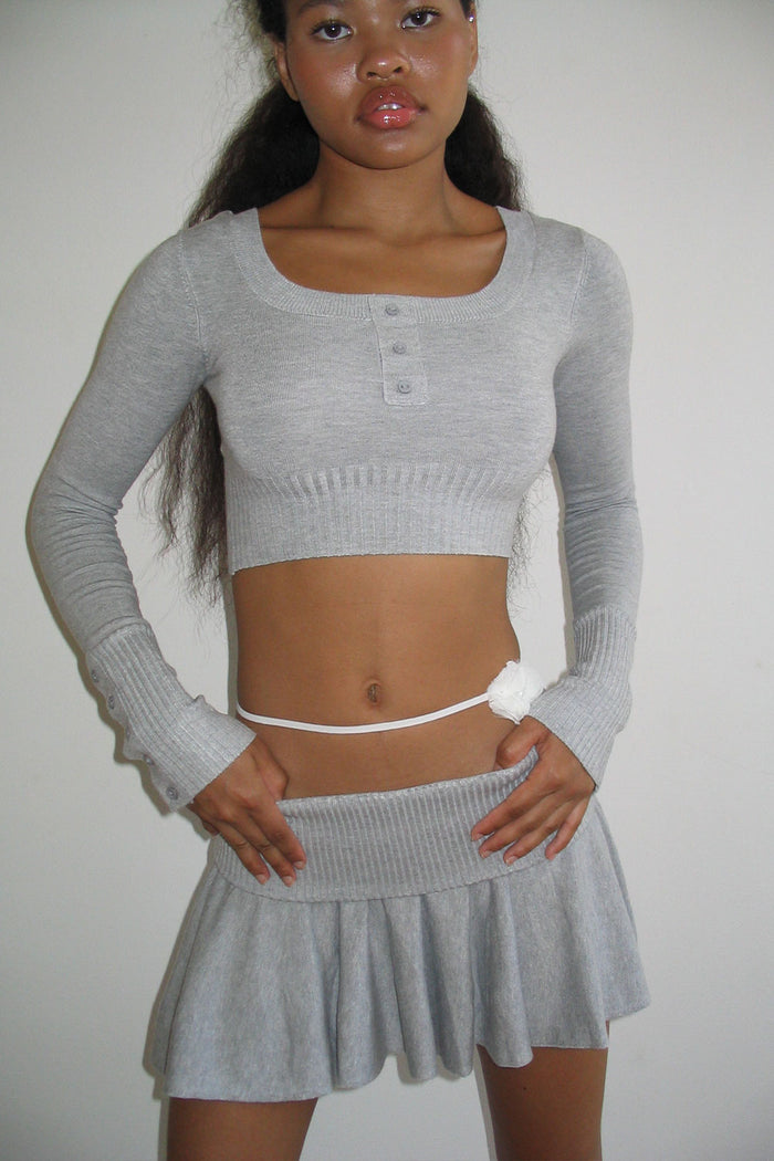 Claude Knit Mini Skirt Heather Grey