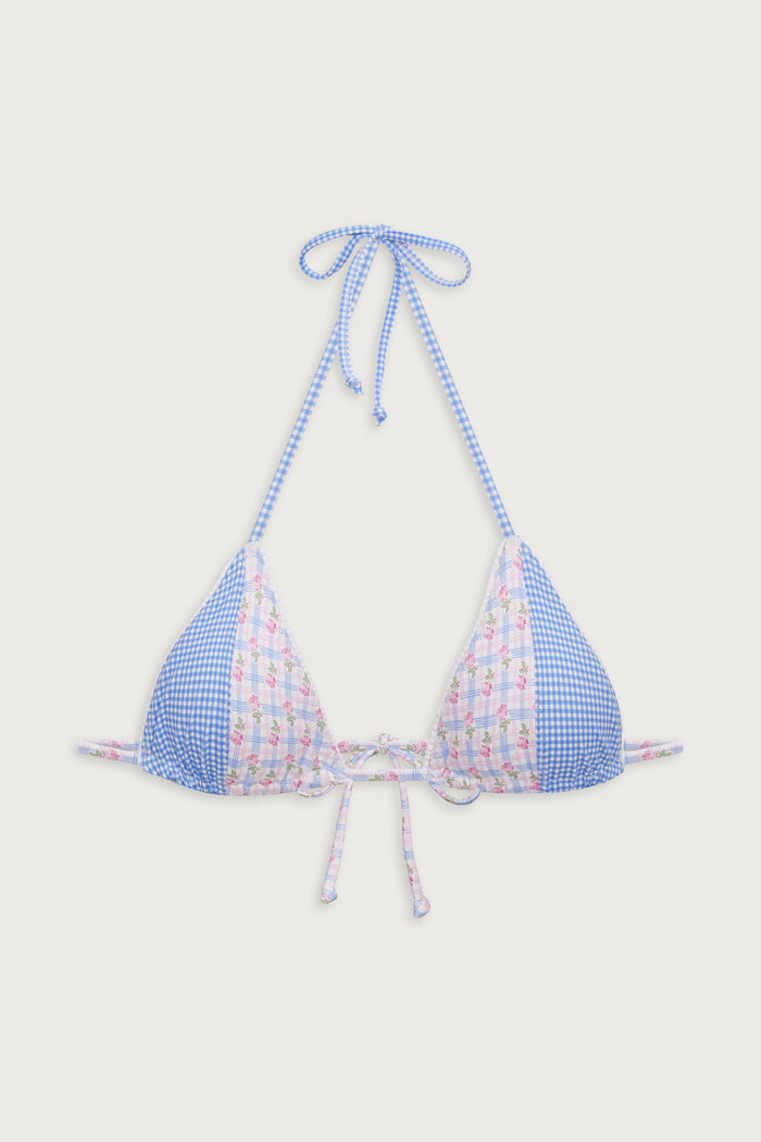 Coastal micro floral bikini top rose picnic ruffle