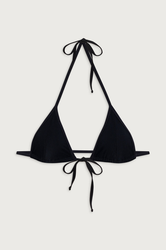 Coastal micro triangle bikini top black