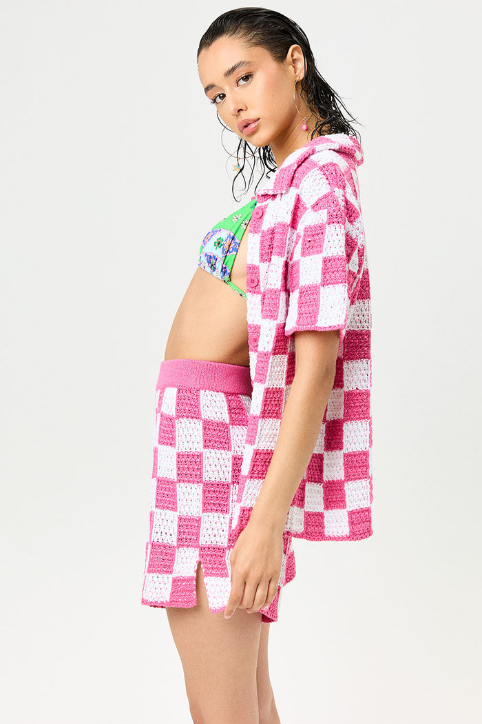 Coco Crochet Pink Checker Short