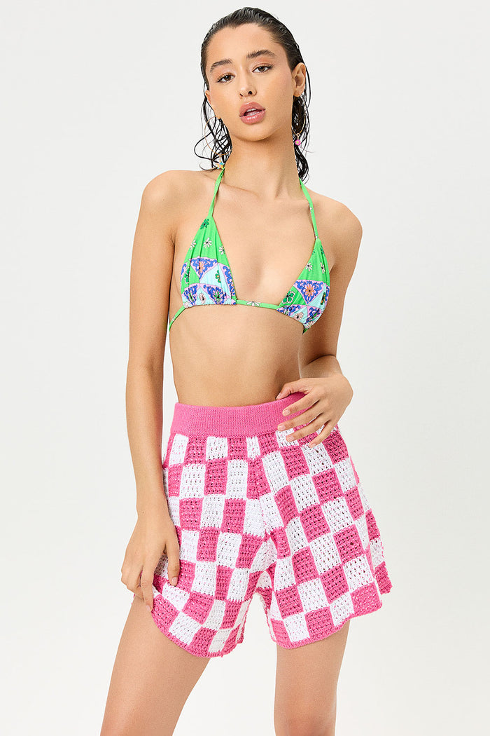 Coco Crochet Pink Checker Short