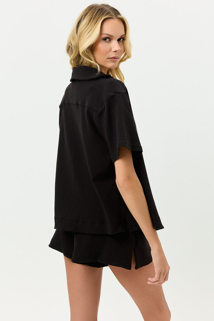 Coco Terry Button Up Shirt Black