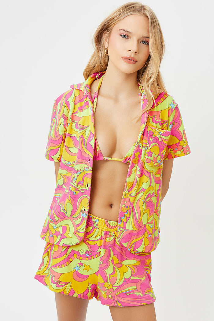 Coco Peace Terry Button Up Shirt