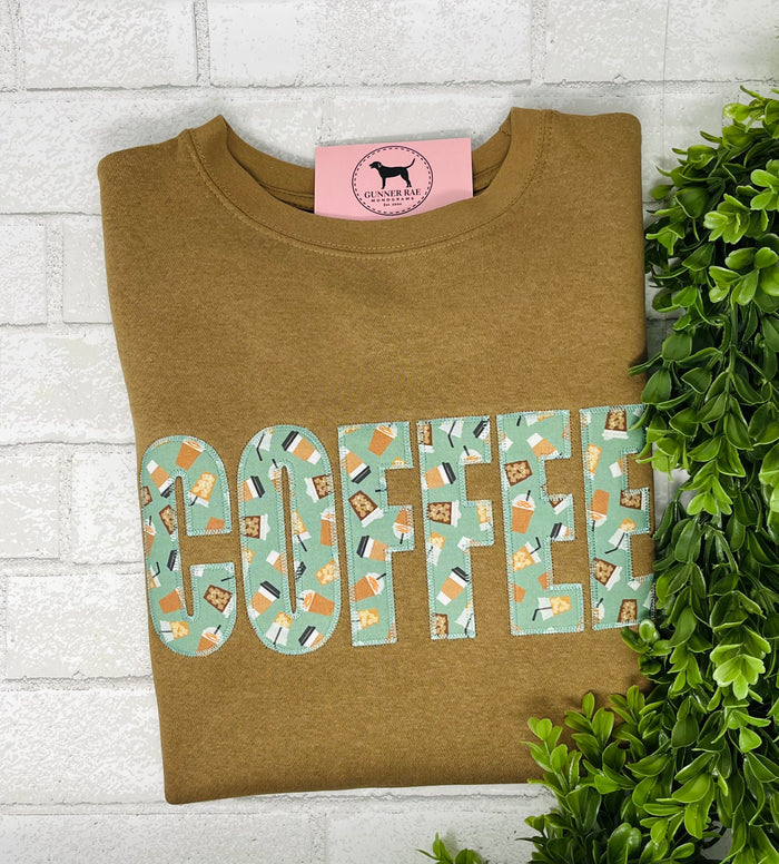 COFFEE Appliqué Embroidered T-shirt or Sweatshirt
