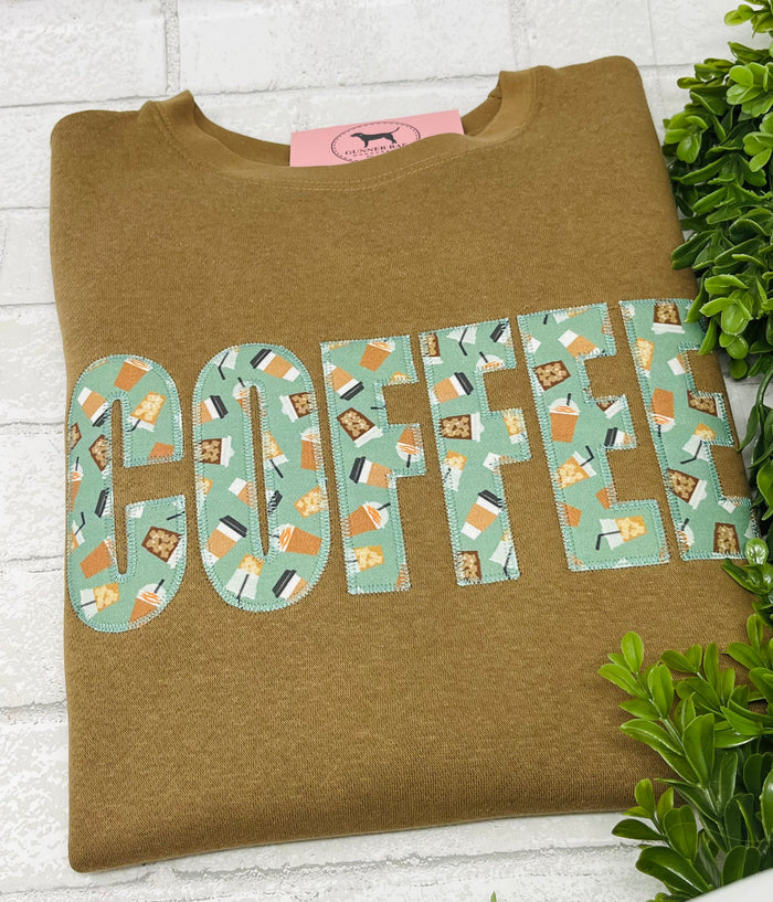COFFEE Appliqué Embroidered T-shirt or Sweatshirt