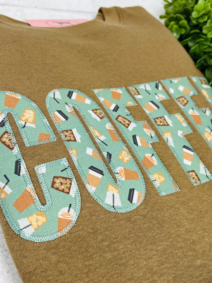 COFFEE Appliqué Embroidered T-shirt or Sweatshirt
