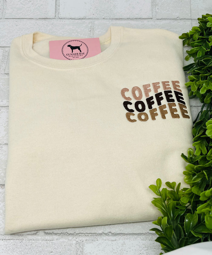 COFFEE COFFEE COFFEE Embroidered T-shirt or Sweatshirt