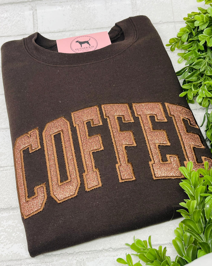 COFFEE GLITTER Embroidered T-shirt or Sweatshirt