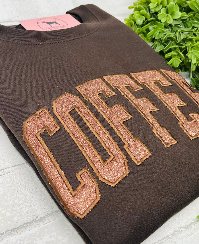 COFFEE GLITTER Embroidered T-shirt or Sweatshirt