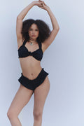 Colby Eyelet Ruffle Bikini Top Black