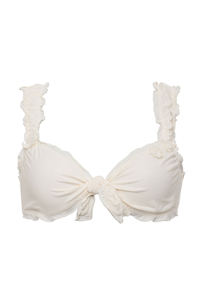 Colby Tie Front Ruffle Bikini Top Sunrose